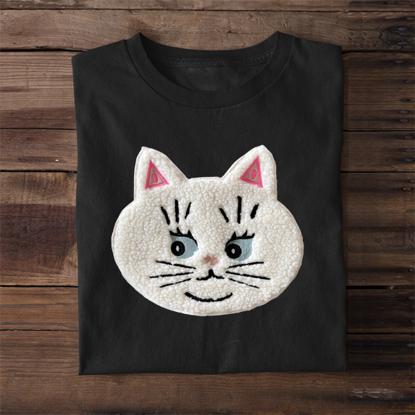 もこもこ 猫 ネコ キャット ぶすネコ ワッペン刺繍 Tシャツ 3D刺繍 全商品 DIVA CLOSET